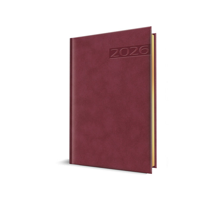 *AGENDA A5, ZILNICA, DATATA 2026, HERLITZ Premium Deluxe Teano, bordo, margini folio aurii, lichidare de stoc