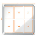 AVIZIER MAGNETIC NOBO, CARCASA pt. INTERIOR METALICA, 6 x A4, 69,2 x 75,2 cm*