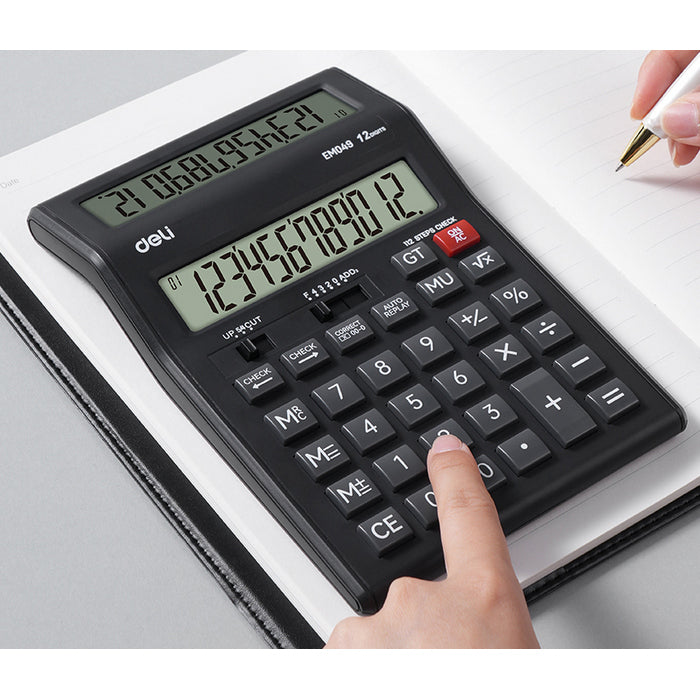 CALCULATOR DE BIROU DELI M049, DISPLAY DUBLU, 12 digiti