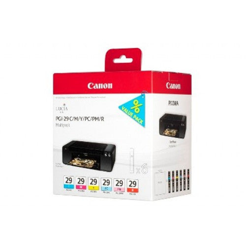 CANON INK PGI29MULTI2 CYAN, MAGENTA, YELLOW, PHOTO CYAN, PHOTO MAGENTA, RED - 6x36ml*