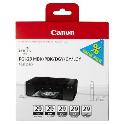 CANON INK PGI29MULTIV2 MATTE BLACK, PHOTO BLACK, DARK Gray, Gray, LIGHT Gray, COLOR CHROMA - 6x36ml*