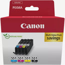 CANON INK CLI551-K4, SET 4 CARTUSE BLACK, CYAN, MAGENTA, YELLOW*
