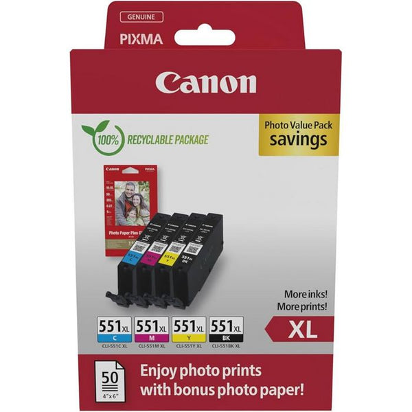 CANON INK CLI551XL-K4P, SET 4 CARTUSE XL, BLACK, CYAN, MAGENTA, YELLOW*