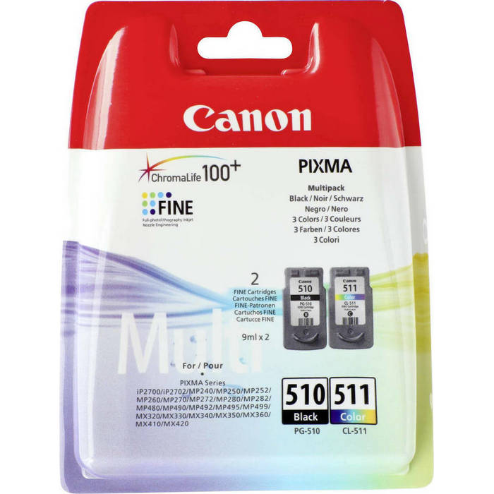 CANON INK PG510-K2P SET 2 CARTUSE BLACK, COLOR, 2 X 9 ml + HARTIE FOTO*
