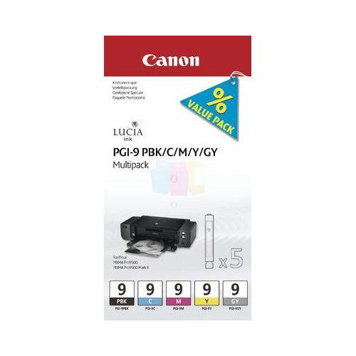 CANON INK PGI9MULTI1 PHOTO BLACK, CYAN, MAGENTA, YELLOW, Gray - 5xml*