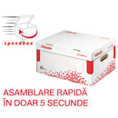 CONTAINER ARHIVARE ALB, cu CAPAC, ESSELTE