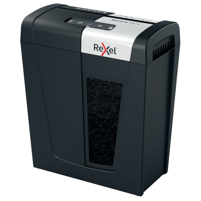 DISTRUGATOR DOCUMENTE manual REXEL SECURE MC4, P5, micro-cut, 4 coli, 14l, negru-argintiu*