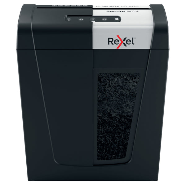 DISTRUGATOR DOCUMENTE manual REXEL SECURE MC4, P5, micro-cut, 4 coli, 14l, negru-argintiu*