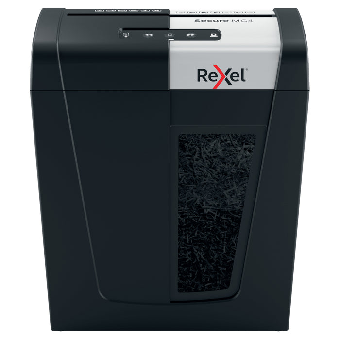 DISTRUGATOR DOCUMENTE manual REXEL SECURE MC4, P5, micro-cut, 4 coli, 14l, negru-argintiu*