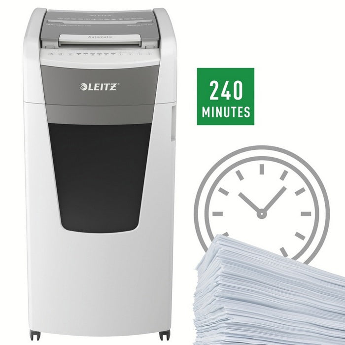DISTRUGATOR DOCUMENTE automat LEITZ IQ Office, P4, cross-cut (confeti) 4 x 36 mm, alb-gri, 600 coli*