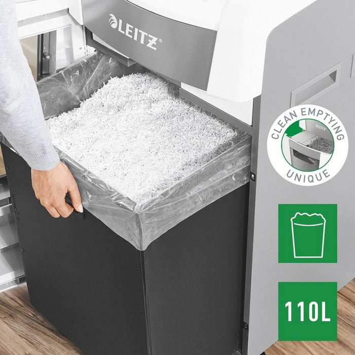 DISTRUGATOR DOCUMENTE automat LEITZ IQ Office, P4, cross-cut (confeti) 4 x 36 mm, alb-gri, 600 coli*