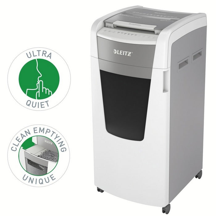 DISTRUGATOR DOCUMENTE automat LEITZ IQ Office, P4, cross-cut (confeti) 4 x 36 mm, alb-gri, 600 coli*