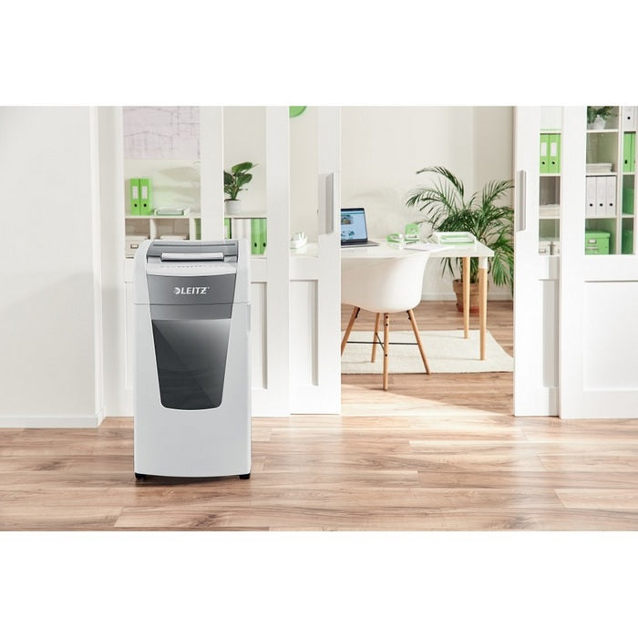 DISTRUGATOR DOCUMENTE automat LEITZ IQ Office, P4, cross-cut (confeti) 4 x 36 mm, alb-gri, 600 coli*
