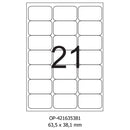 ETICHETE ADEZIVE ALBE format A4 OPTIMA, colturi drepte, 100 coli/top