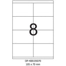 ETICHETE ADEZIVE ALBE format A4 OPTIMA, colturi drepte, 100 coli/top