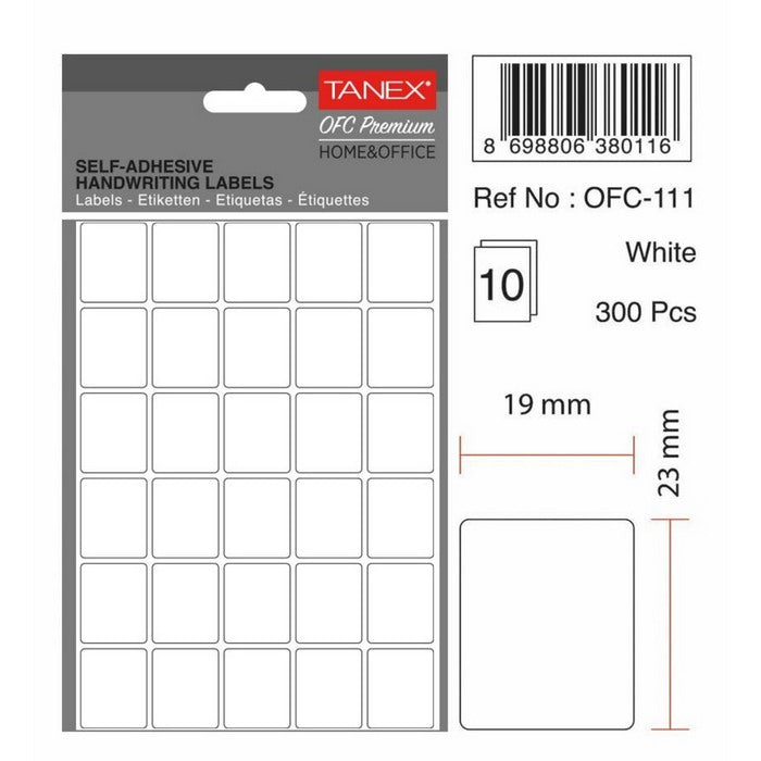 ETICHETE ADEZIVE ALBE TANEX, RECTANGULARE, la set