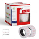 ETICHETE PRET ALBE TANEX 21 x 12 mm, adeziv permanent, 800 buc/rola, 6 role/set
