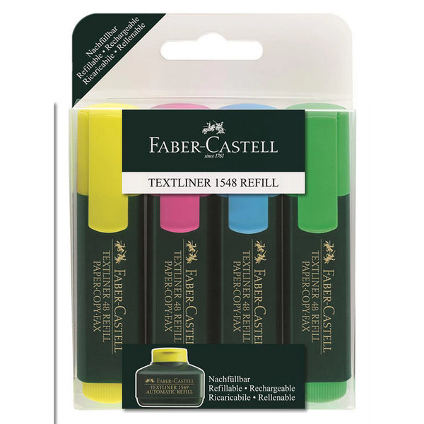 TEXTMARKER (EVIDENTIATOR) FABER-CASTELL 1548, set 4 buc, PROMO BackToSchool*