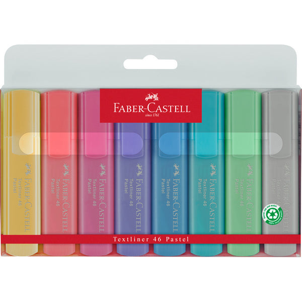 TEXTMARKER (EVIDENTIATOR) FABER-CASTELL 1546 PASTEL, set 8 buc, PROMO BackToSchool*