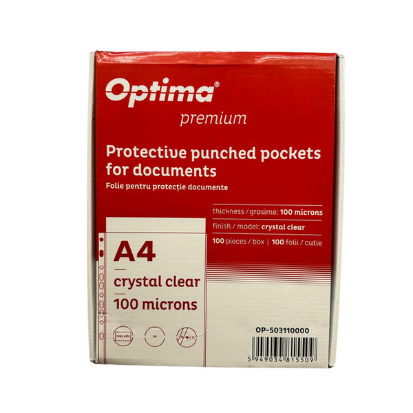 FOLIE DOCUMENTE A4 CRISTAL OPTIMA Premium, 100 microni, set 100 buc