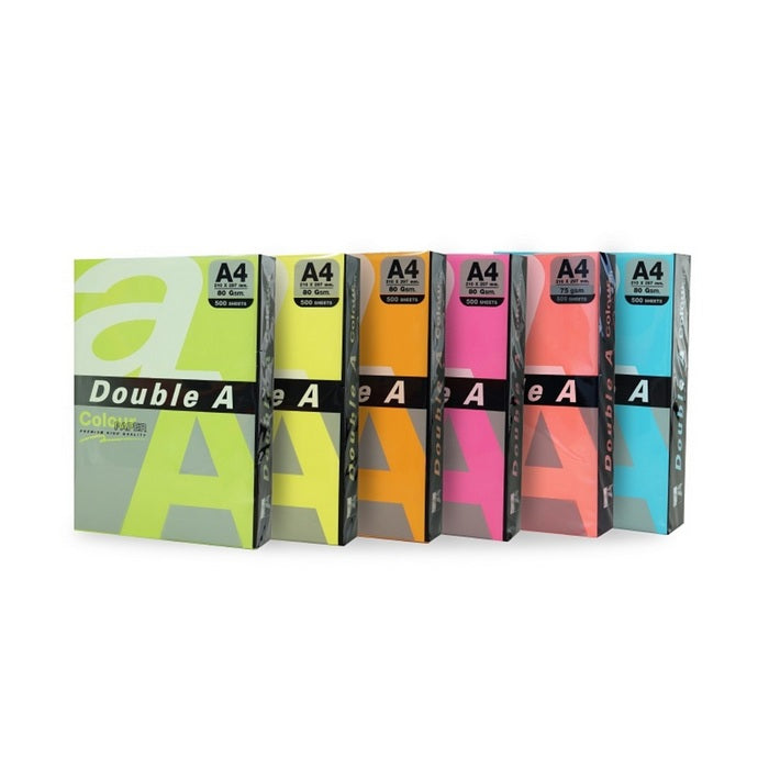 HARTIE COLOR A4 80 gr/mp, Double A, MIX 5 culori INTENSE, 100 coli/top