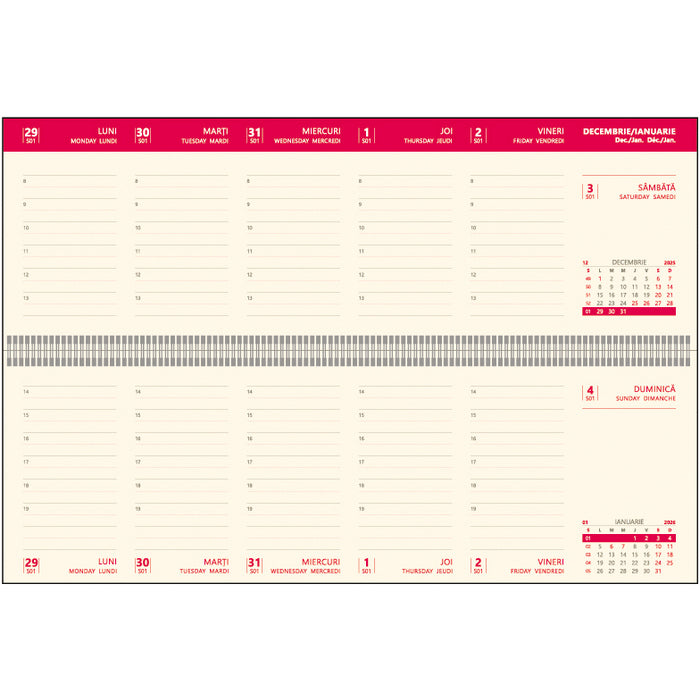 PLANNER BIROU 30 x 10 cm, 2026, SAPTAMANAL, HARTIE IVORY, EGO Bref
