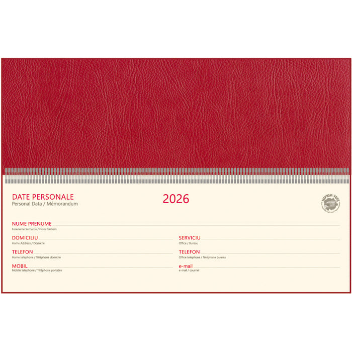 PLANNER BIROU 30 x 10 cm, 2026, SAPTAMANAL, HARTIE IVORY, EGO Bref