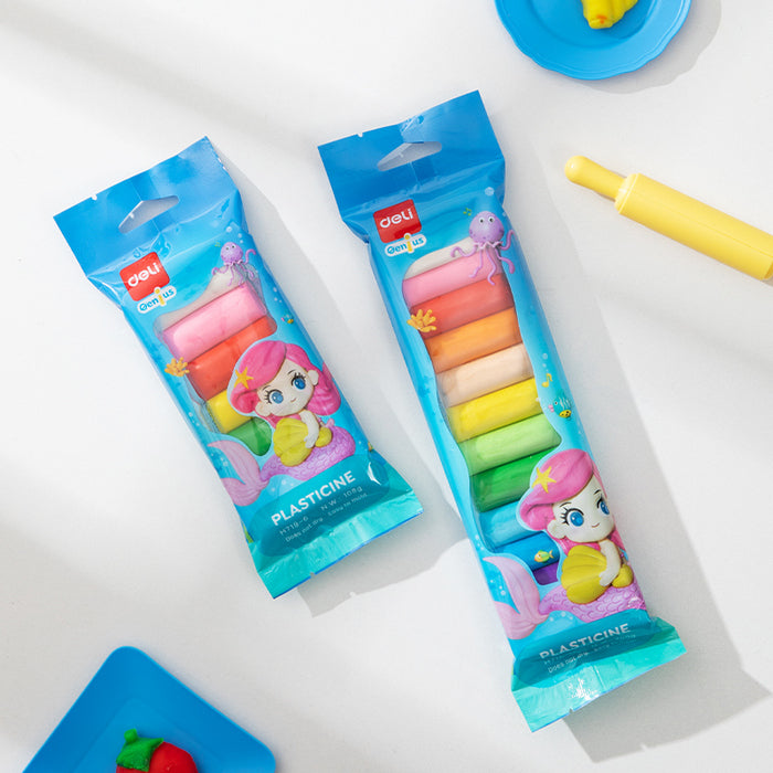 PLASTILINA COLOR DELI POLYBAG, set 12 culori 200 gr