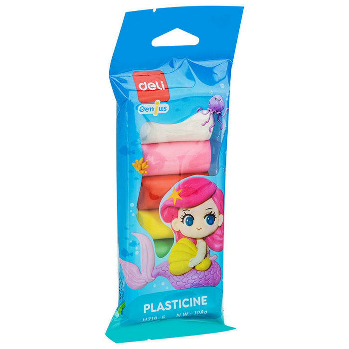 PLASTILINA COLOR DELI POLYBAG, set 6 culori 108 gr