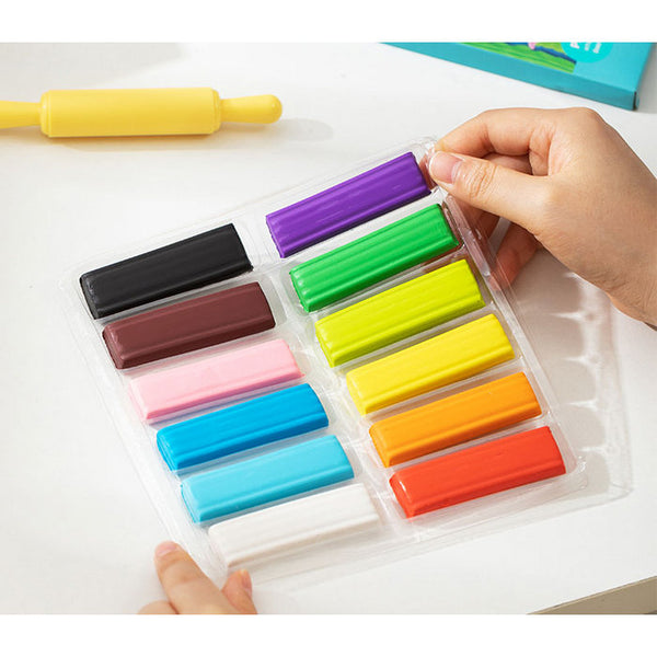 PLASTILINA COLOR DELI, set 12 culori 240 gr