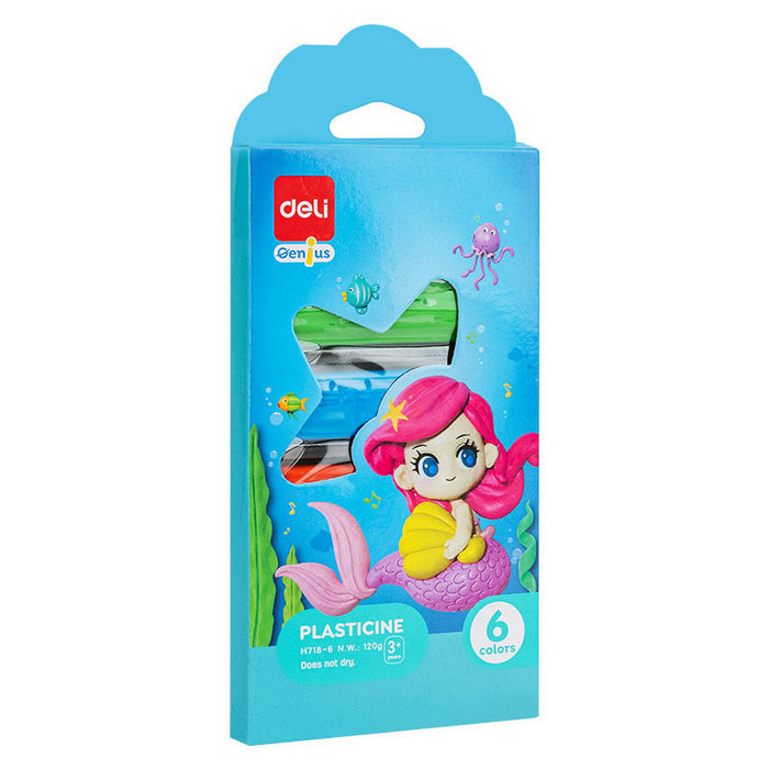 PLASTILINA COLOR DELI, set 6 culori 120 gr