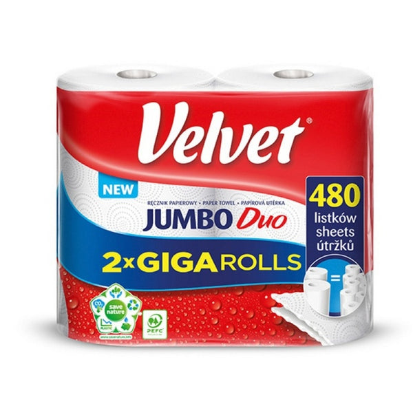 PROSOP HARTIE ROLA ALBA VELVET Jumbo Duo, 2 straturi, 240 foi, pachet 2 role