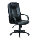 SCAUN de birou Office Products Corsica, brate plastic, rotile, piele ecologica, NEGRU*