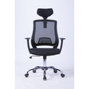 SCAUN de birou Office Products Itaka, brate plastic, rotile, mesh textil, cu tetiera, NEGRU*