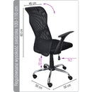 SCAUN de birou Office Products Rhodos, brate plastic, rotile, mesh textil, NEGRU*