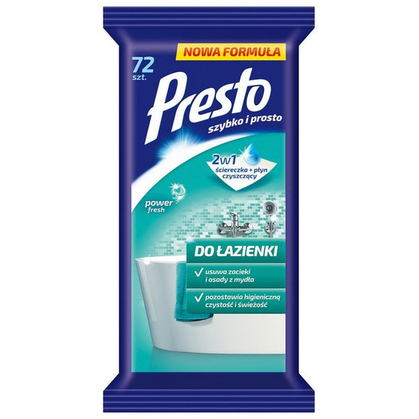 SERVETELE UMEDE pentru SUPRAFETE SANITARE/BAI PRESTO, pachet 72 bucati