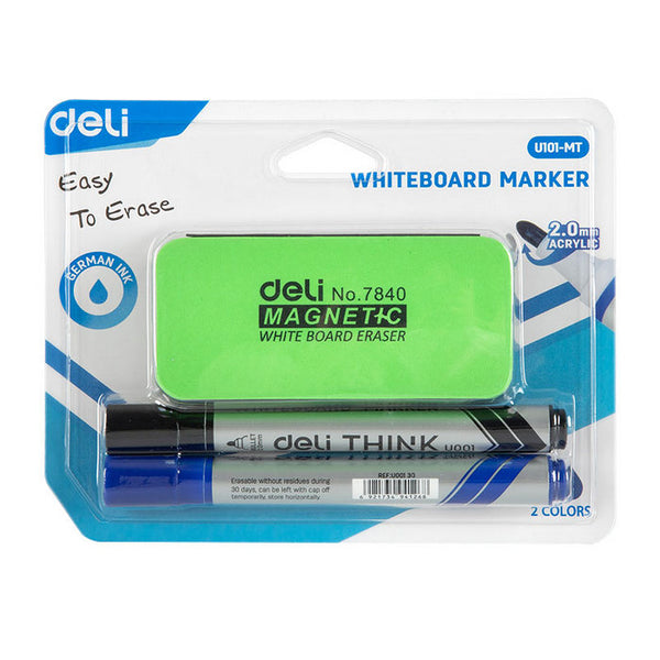 SET WHITEBOARD DELI: MARKER WHITEBOARD set 2 bucati+BURETE