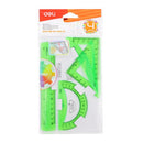 SET GEOMETRIE 4 PIESE (rigla 15 cm, echer 6 cm + 5 cm, raportor 10 cm) PLASTIC COLOR DELI
