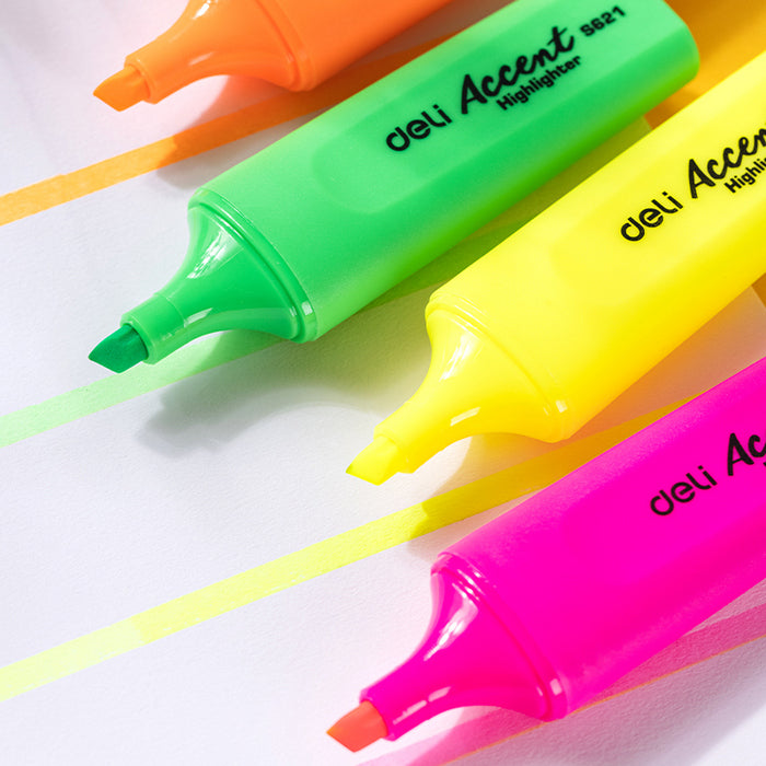 TEXTMARKER (EVIDENTIATOR) DELI ACCENT S621, set 4 culori, PROMO BackToSchool*