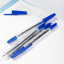 PIX PLASTIC cu CAPAC DELI Q6 TRANSPARENT, scriere ALBASTRU, 0,7mm