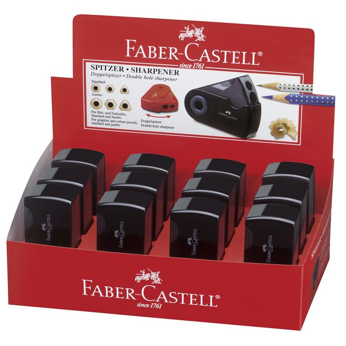 ASCUTITOARE PLASTIC DUBLA cu CONTAINER FABER-CASTELL SLEEVE FC18270