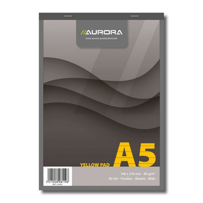 BLOC NOTES A5 AURORA BUREAU, 80 file, brosat, DR, hartie GALBENA