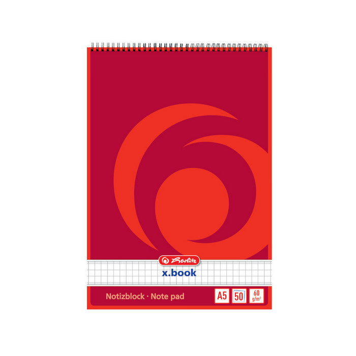 BLOC NOTES A5 HERLITZ X-BOOK, 50 file, spirala