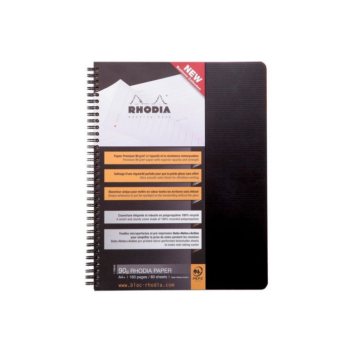 CAIET A4+ (21 x 31,8 cm), meeting, spirala, Rhodiactive, DR