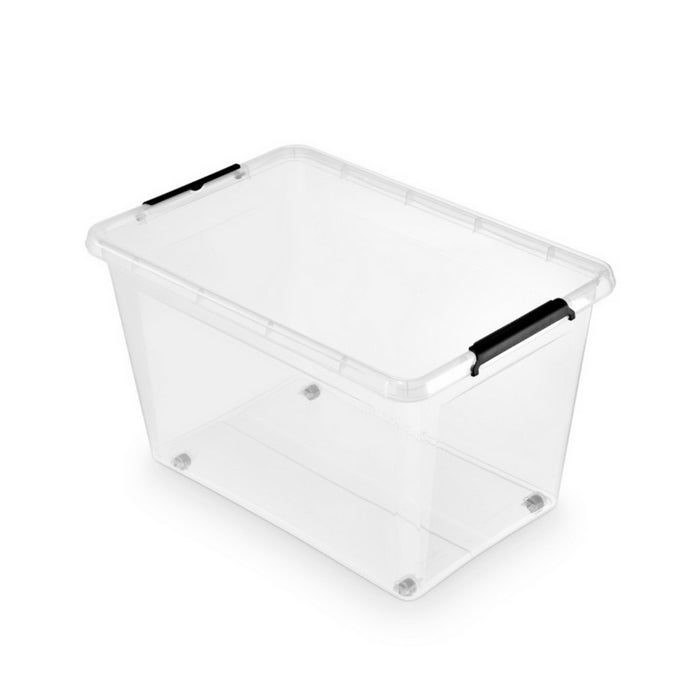 CONTAINER PLASTIC ORPLAST Simple box cu capac, transparent, 32 litri, cu maner si rotile*