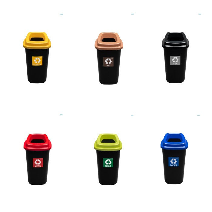 COS PLASTIC PLAFOR Sort, pentru colectare selectiva, 45 litri, negru cu CAPAC COLOR*