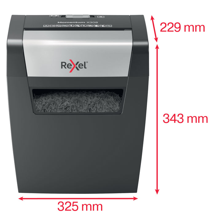 DISTRUGATOR DOCUMENTE manual REXEL MOMENTUM X308, P3, cross-cut (confeti), 8 coli, cos 15l, negru*