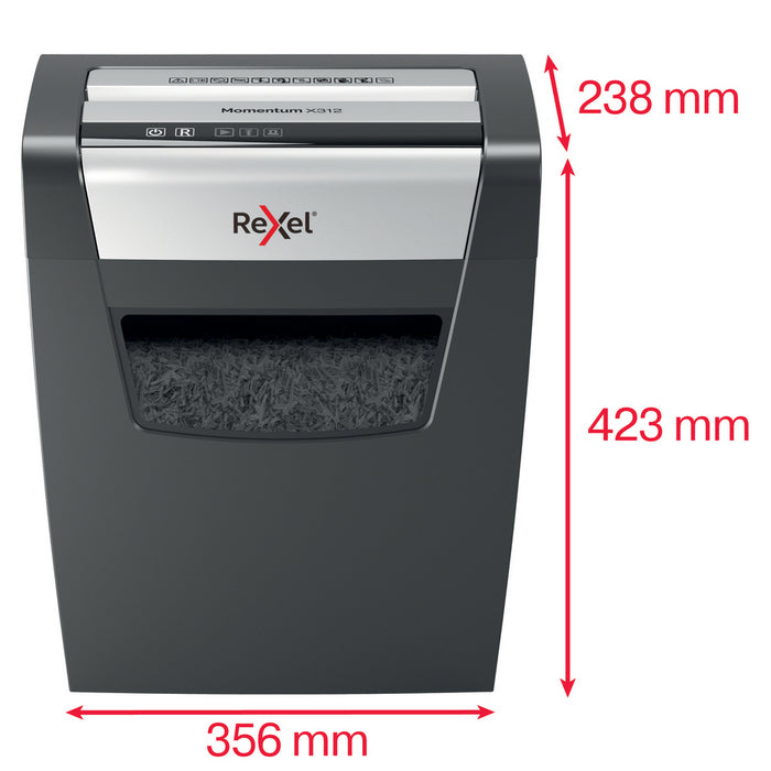 DISTRUGATOR DOCUMENTE manual REXEL MOMENTUM X312, P3, cross-cut (confeti) 5 x 42 mm, 12 coli, cos 23l*