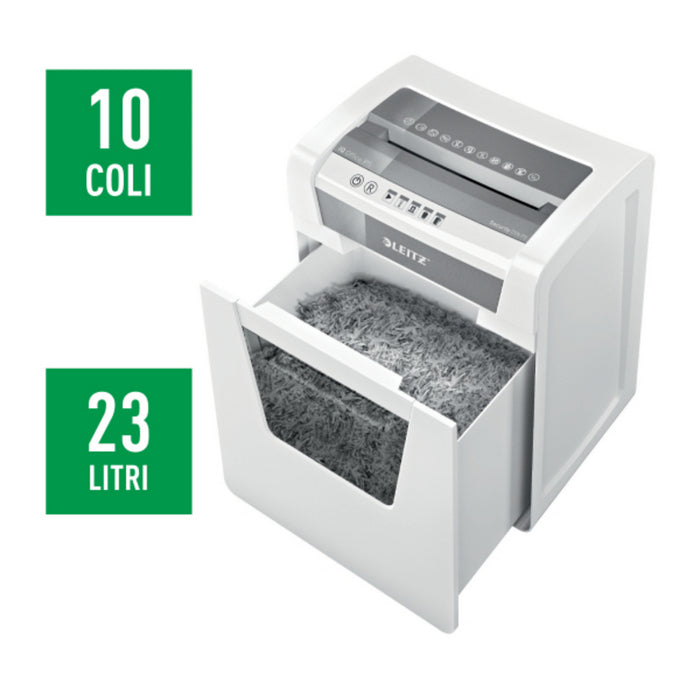 DISTRUGATOR DOCUMENTE manual LEITZ IQ Office, P5, micro-cut (particule) 2 x 15 mm, cos 23l, alb, 10 coli*