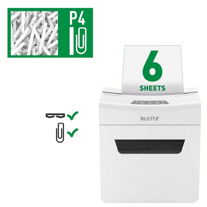 DISTRUGATOR DOCUMENTE manual LEITZ IQ Protect 6X, P4, cross-cut (confeti), cos 10l, alb, 6 coli*